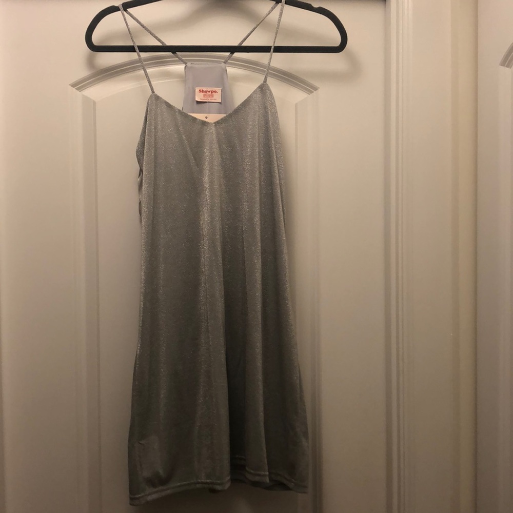 Silver glitter slide over dress